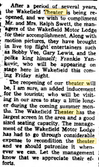 Wakefield Theatre - Re-Opening Article April 17 1975 (newer photo)